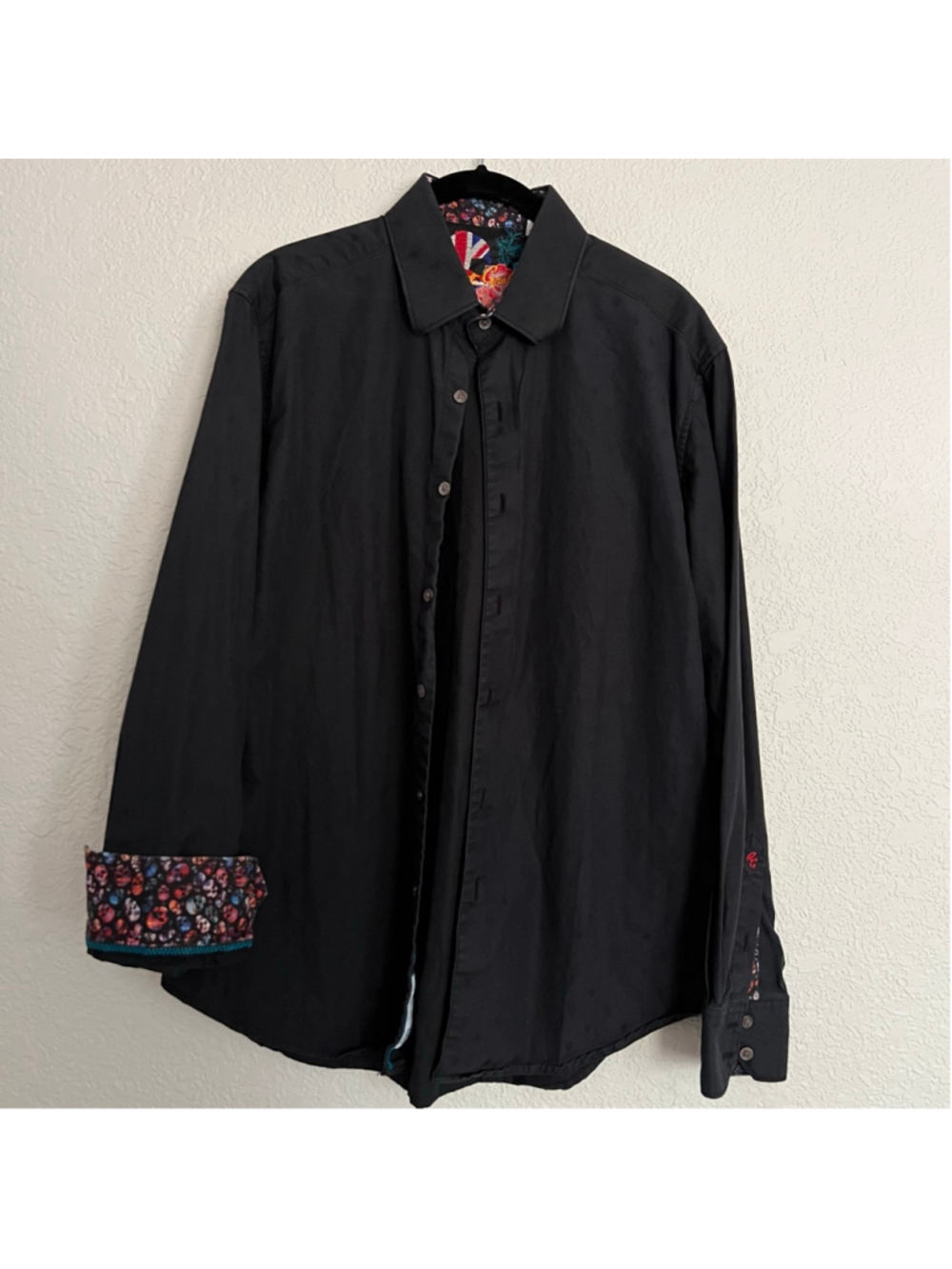 Men's Robert Graham Casual Button Down Shirt M Black Multicolor Skulls